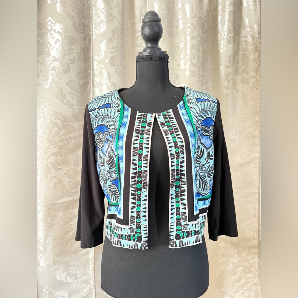 Danny & Nicole Black and Blue Patterned Cape/C109